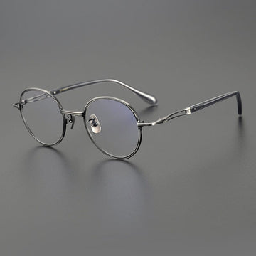 Shamim Vintage Titanium Glasses Frame Round Frames Southood Black Silver